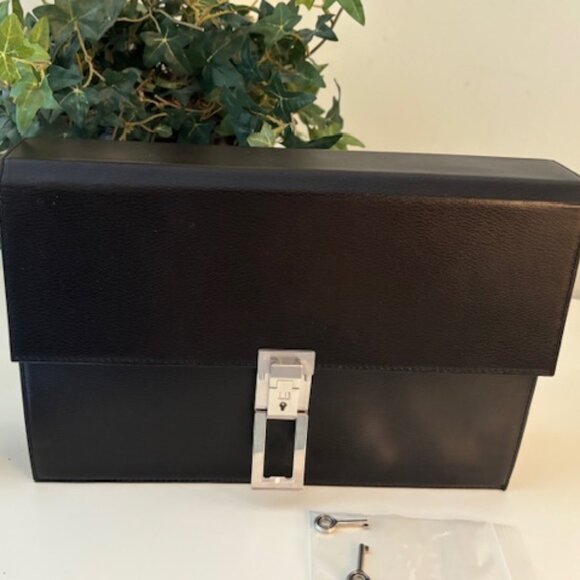 DUNHILL LEATHER WRISTLET/CLUTCH-BLACK🌟-VINTAGE